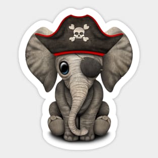 Cute Baby Elephant Pirate Sticker